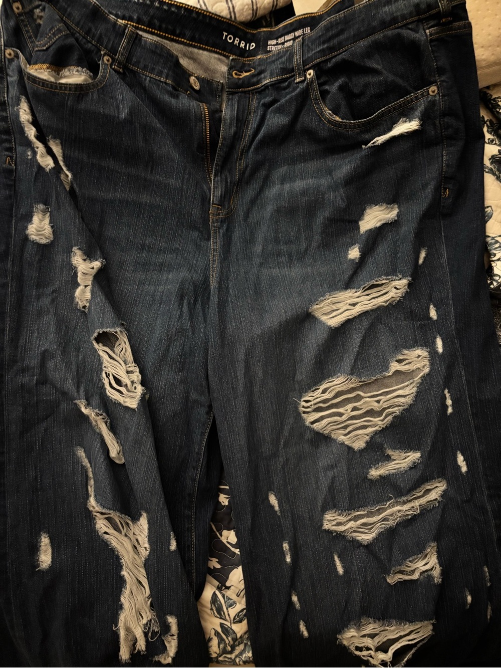torrid Distressed Dark Denim Boyfriend Jeans